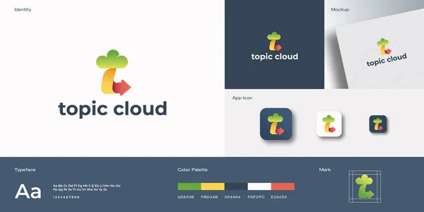 Thema Cloud Abstract Sign Symbol Logo Template Buchstabe Mit Cloud — Stockvektor