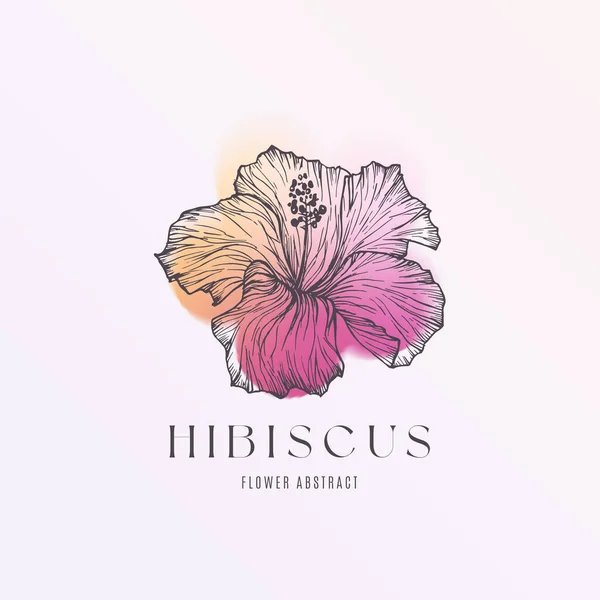 Hibiscus Vector Borroso Forma Aura Y2K Con Flor Dibujada Mano — Vector de stock