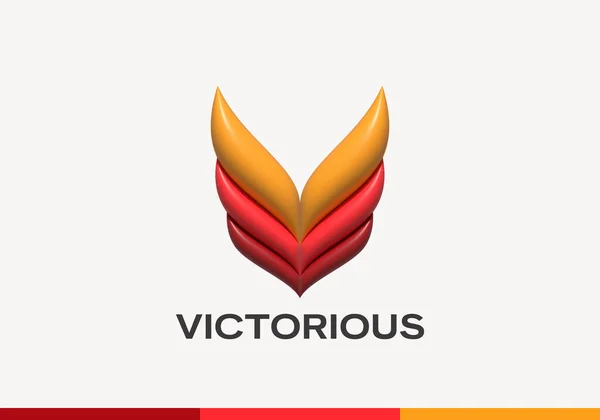 Aufgeblasene Vektor Flügel Buchstabe Abstrakte Vektor Logo Vorlage Siegeszeichen Der — Stockvektor