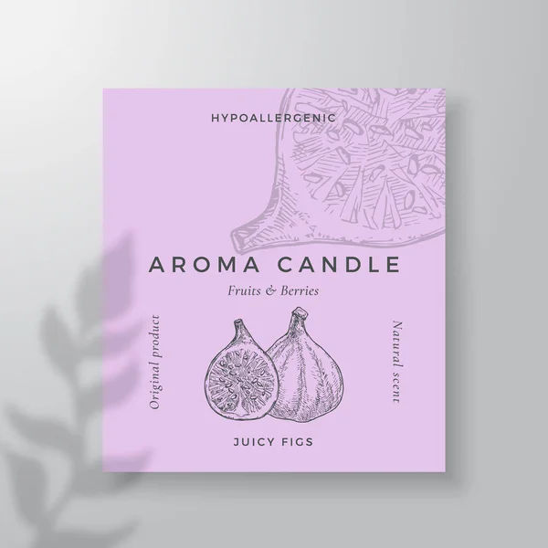 Aroma Candle Vector Label Template Figs Scent Local Purveyors Advert — Stock Vector