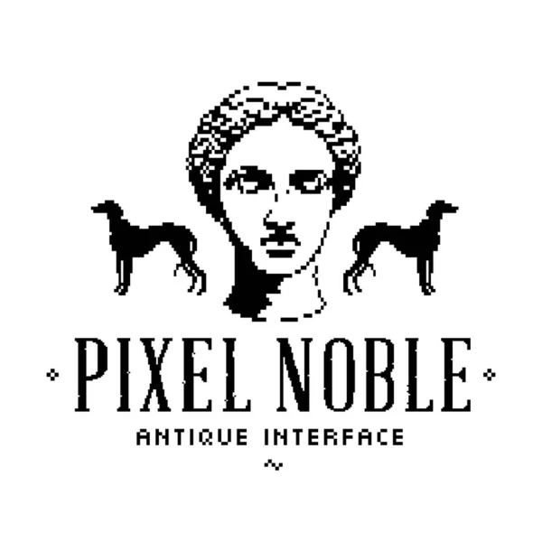Pixel Y2K Brutalisme Logo Skabelon Med Antikke Statue Hoved Hunde – Stock-vektor