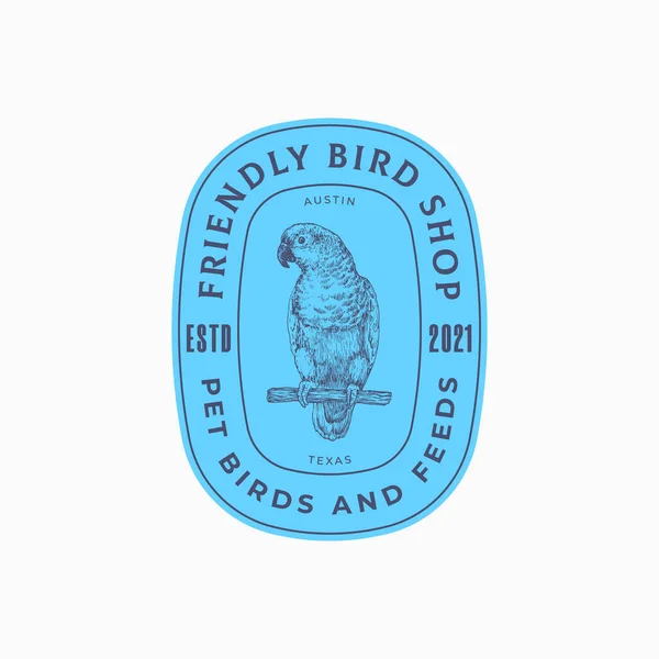 Bird Pet Shop Абстрактний Векторний Знак Логотип Шаблон Рука Намальована — стоковий вектор