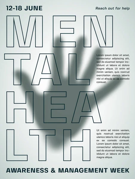 Mental Health Awareness Diffuse Palm Hand Silhouet Abstract Vector Poster — Stockvector