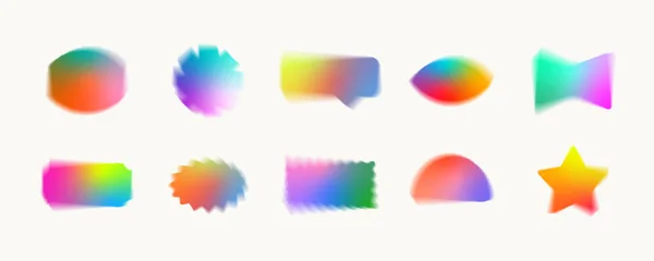 具有Y2K光环效果的水泡形状 色彩斑斓的当代装饰全息梯度元素集合 趋势苦恼的抽象横幅向量模板捆绑 被隔离了 — 图库矢量图片