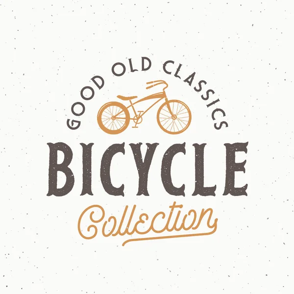 Retro Vektör Bisiklet Etiketi Logo Şablonu Typography Shabby Doku Ile — Stok Vektör
