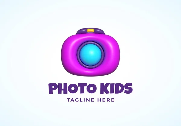 Inflado Photo Kids Abstrato Vector Logo Template Colorfull Camera Concept — Vetor de Stock