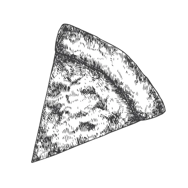 Pièce Pizza Fromage Croquis Dessiné Main Illustration Vectorielle Nourriture Cuisine — Image vectorielle