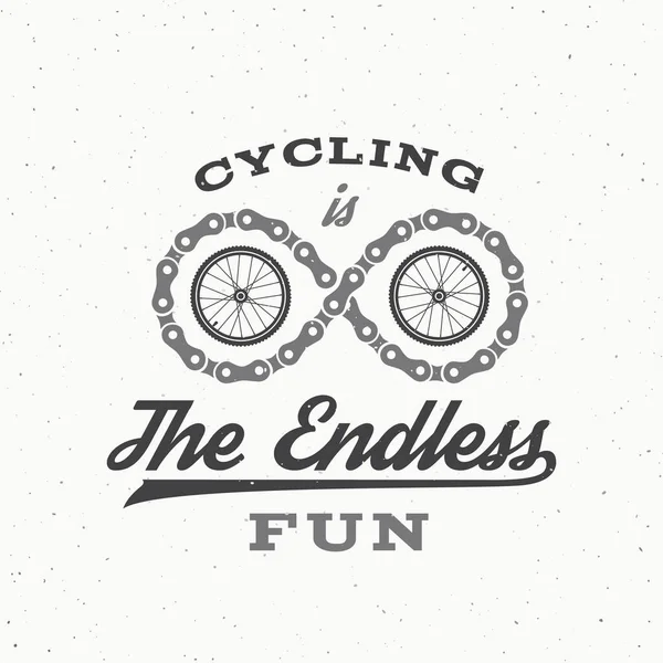 Ciclismo Divertimento Infinito Retro Vector Bike Label Logo Template Catena — Vettoriale Stock