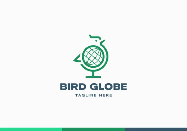 Bird Globe Abstract Sign Symbol Logo Template Inglês Ícone Globo — Vetor de Stock
