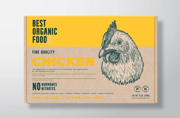Organic Chicken Meat Vector Poultry Food Packaging Label Design Craft — Stock Vector