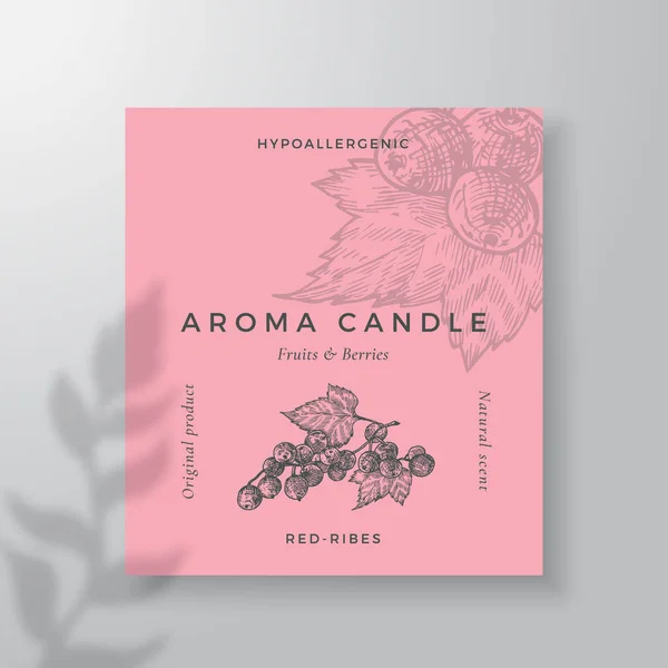 Aroma Candle Vector Label Template Red Ribes Berry Scent Local — Stock Vector