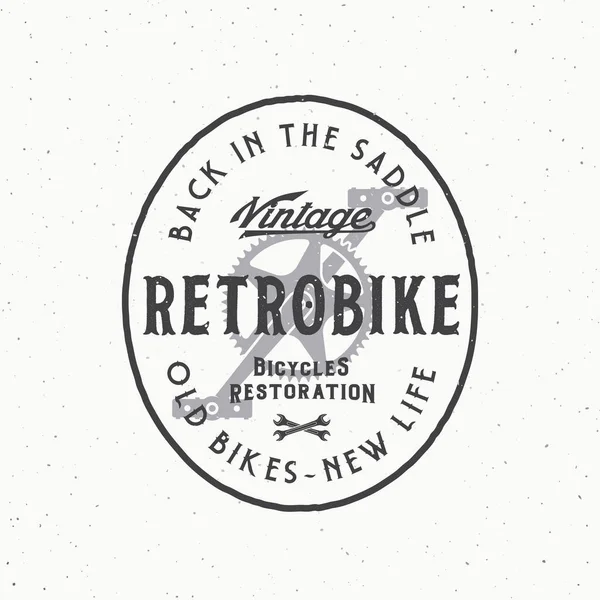 Retro Vector Bike Restorasi Ubahan Templat Label Logo Sepeda Pedal - Stok Vektor