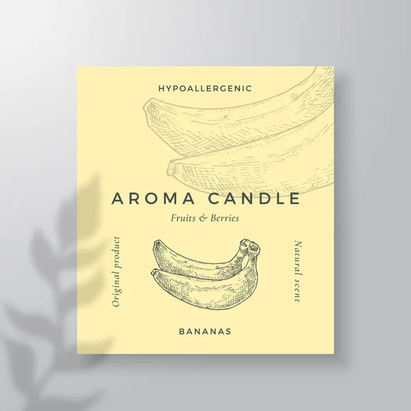 Aroma Candle Vector Label Template Banana Scent Local Purveyors Advert — Stock Vector