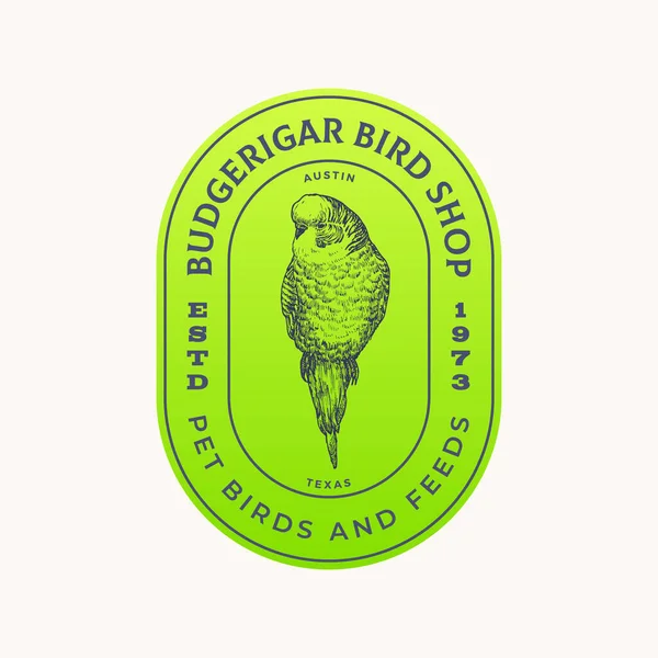 Bird Pet Shop Abstract Vector Sign Logo Template Mão Desenhada — Vetor de Stock