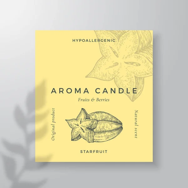 Aroma Candle Vector Label Template Starfruit Scent Local Purveyors Advert — Stock Vector