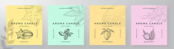 Aroma Mum Etiketi Dizayn Şablonları Ayarlandı Kokulu Oda Parfümü Ürün Vektör Grafikler