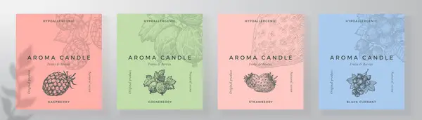Aroma Mum Etiketi Dizayn Şablonları Ayarlandı Kokulu Oda Parfümü Ürün Stok Illüstrasyon