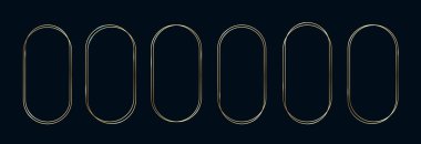 Altın kemer çerçevesi seti. İnce Altın Sınırlar Lüks Minimalist Koleksiyonu. Premium Vector Brass ana hatları Geometrik Dikdörtgenler. Siyah Arkaplan 'lı doğrusal Dekoratif Afişler. İzole edilmiş