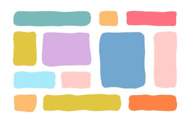 Organik Sıvı Dikdörtgen Çerçeve Şekilleri Ayarlandı. El Çizimi Soyut Vektör Sıvı Meydanı Damlaları. Dalgalı Düzensiz Düz Metin Kutusu Benek Koleksiyonu. Curvy Rastgele Bento Tarzı Çocukça Renkli Afişler. İzole edilmiş