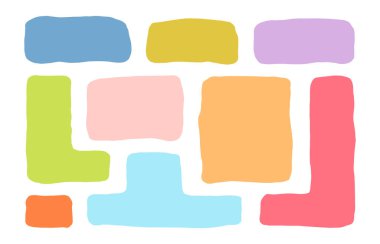 Organik Sıvı Dikdörtgen Çerçeve Şekilleri Ayarlandı. El Çizimi Soyut Vektör Sıvı Meydanı Damlaları. Dalgalı Düzensiz Düz Metin Kutusu Benek Koleksiyonu. Curvy Rastgele Bento Tarzı Çocukça Renkli Afişler. İzole edilmiş