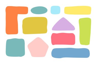 Organik Sıvı Dikdörtgen Çerçeve Şekilleri Ayarlandı. El Çizimi Soyut Vektör Sıvı Meydanı Damlaları. Dalgalı Düzensiz Düz Metin Kutusu Benek Koleksiyonu. Curvy Rastgele Bento Tarzı Çocukça Renkli Afişler. İzole edilmiş