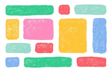 Organic Crayon Rectangle Frame Shapes Set. Hand Drawn Abstract Vector Fluid Square Blobs. Wavy Irregular Flat Text Box Spots Collection. Curvy Random Bento Style Childish Colorful Banners. Isolated clipart