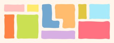 Organik Sıvı Dikdörtgen Çerçeve Şekilleri Ayarlandı. El Çizimi Soyut Vektör Sıvı Meydanı Damlaları. Dalgalı Düzensiz Düz Metin Kutusu Benek Koleksiyonu. Curvy Rastgele Bento Tarzı Çocukça Renkli Afişler. İzole edilmiş