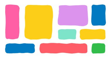 Organik Sıvı Dikdörtgen Çerçeve Şekilleri Ayarlandı. El Çizimi Soyut Vektör Sıvı Meydanı Damlaları. Dalgalı Düzensiz Düz Metin Kutusu Benek Koleksiyonu. Curvy Rastgele Bento Tarzı Çocukça Renkli Afişler. İzole edilmiş