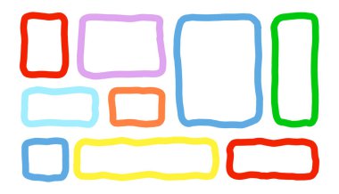 Organik Sıvı Dikdörtgen Çerçeve Şekilleri Ayarlandı. El Çizimi Soyut Vektör Sıvı Meydanı Damlaları. Dalgalı Düzensiz Düz Metin Kutusu Benek Koleksiyonu. Curvy Rastgele Bento Tarzı Çocukça Renkli Afişler. İzole edilmiş