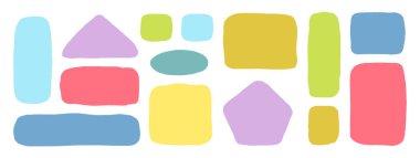 Organik Sıvı Dikdörtgen Çerçeve Şekilleri Ayarlandı. El Çizimi Soyut Vektör Sıvı Meydanı Damlaları. Dalgalı Düzensiz Düz Metin Kutusu Benek Koleksiyonu. Curvy Rastgele Bento Tarzı Çocukça Renkli Afişler. İzole edilmiş