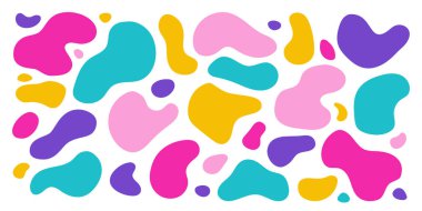 Soyut Organik Blob Şekilleri Ayarlandı. Sıvı Renkli Freeform Elementleri Koleksiyonu. Rastgele Asimetrik Vektör Biçimi Baloncukları. Dalgalı Kenarlı Amoeba Akışkan Leke Figürleri. Olaysız Eğri Sıçrama Çerçeveleri