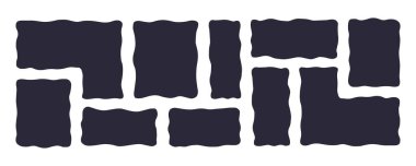 Organik Sıvı Dikdörtgen Çerçeve Şekilleri Ayarlandı. El Çizimi Soyut Vektör Sıvı Meydanı Damlaları. Dalgalı Düzensiz Düz Metin Kutusu Benek Koleksiyonu. Curvy Rastgele Bento Tarzı Çocukça Renkli Afişler. İzole edilmiş