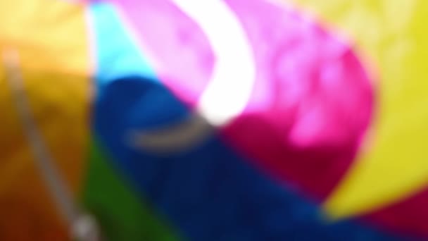 Close Colorful Bright Rainbow Balloon Texture — Stock Video
