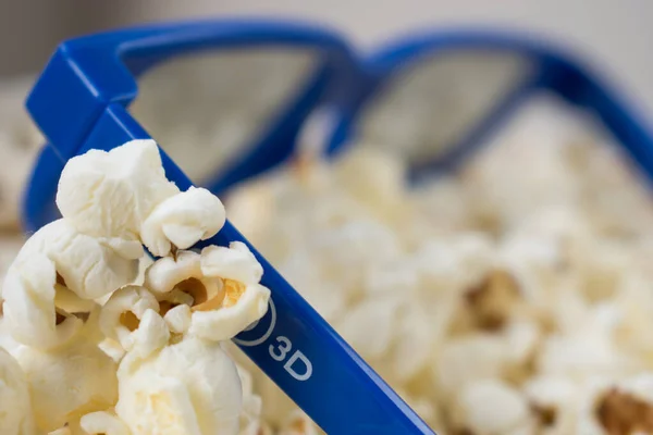 Close up of 3d glasses in a popcorn pot