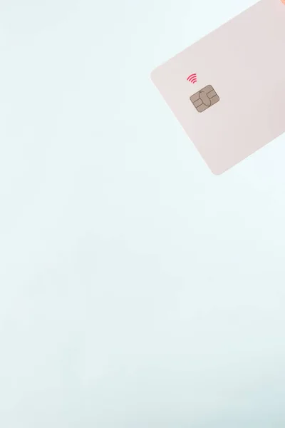 Witte Creditcard Blauwe Achtergrond — Stockfoto
