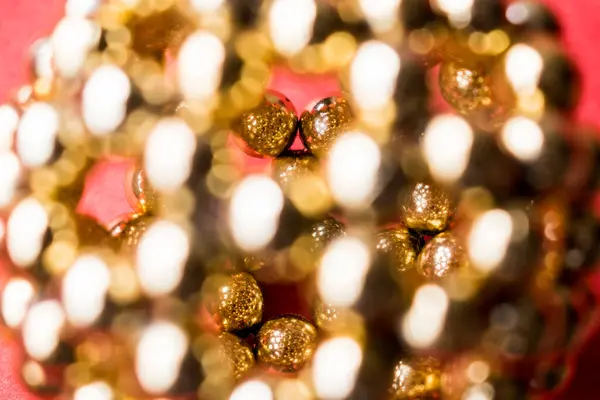 Närbild Gyllene Jul Dekoration Som Bakgrund — Stockfoto
