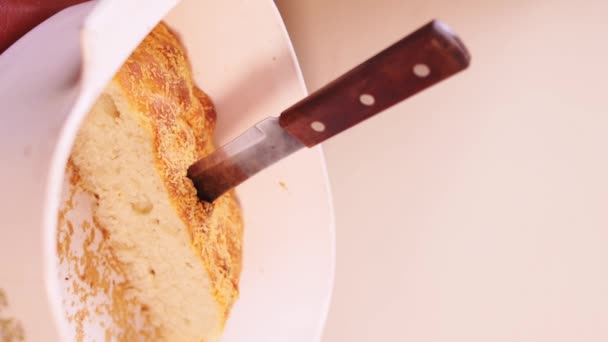 Aproape Bucată Pâine Fundal — Videoclip de stoc