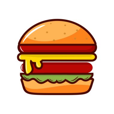 Hamburger fast food ikonu vektör illüstrasyon tasarımı yiyecek ve içecek tasarım elementi ve konsept için düz biçim gölgesi