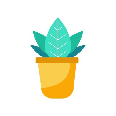 Sarı bir saksı taşıyıcı illüstrasyonunda saksı. Bitki ve çiçek tasarımı ögesi için düz tasarım