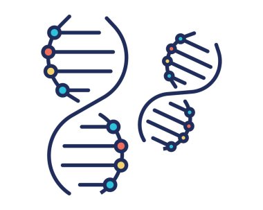 Beyaz arkaplan üzerinde DNA molekül simgesi, düz biçim, vektör illüstrasyonu
