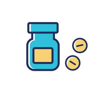 beyaz arkaplan üzerinde ilaç şişesi simgesi, dolum biçimi, vektör illüstrasyonu