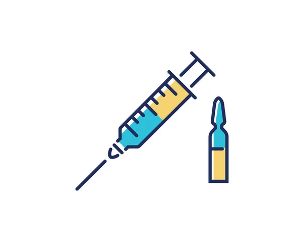 Syringe Ampoule Icon Vaccination Related Vector Line Icon — Stock Vector