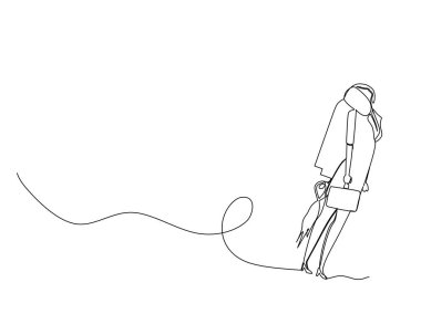 Devamlı tek sıra halinde bir iş kadını, yolun sonunda. - Evet. İş büyümesi konsepti. Tasarım vektörü illüstrasyonu