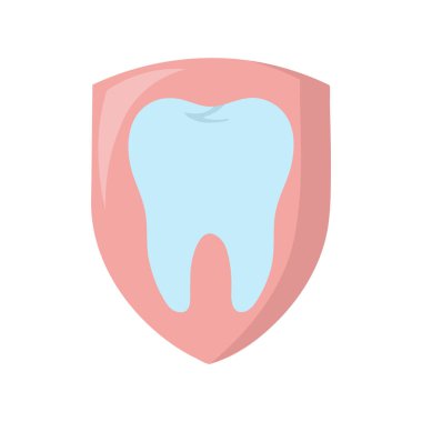 Stylized illustration of a tooth within a shield, representing oral hygiene, dental protection, and healthcare. Ideal for visuals on dental insurance, preventive care, and clinical branding