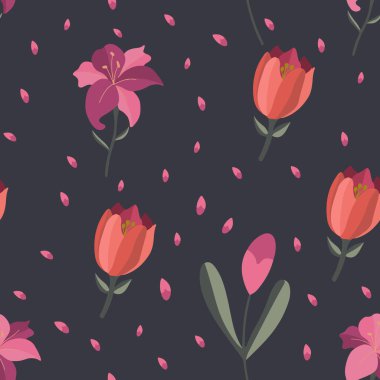 Kusursuz çiçek vektör deseni. Modern duvar kağıdı, kumaş, ev dekorasyonu ve ambalaj projeleri için mükemmel..