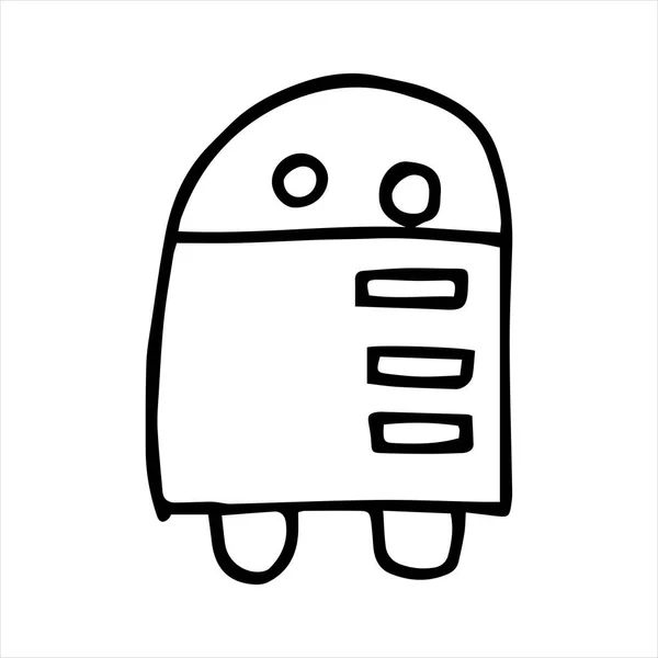 Semplice Disegno Stile Doodle Robot Simpatico Robot Disegnato Mano Con — Vettoriale Stock
