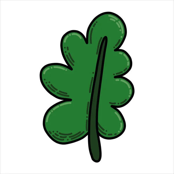 Διανυσματική Απεικόνιση Στυλ Doodle Όμορφα Πράσινα Φύλλα Σύγχρονη Ζωγραφική Κινουμένων — Διανυσματικό Αρχείο
