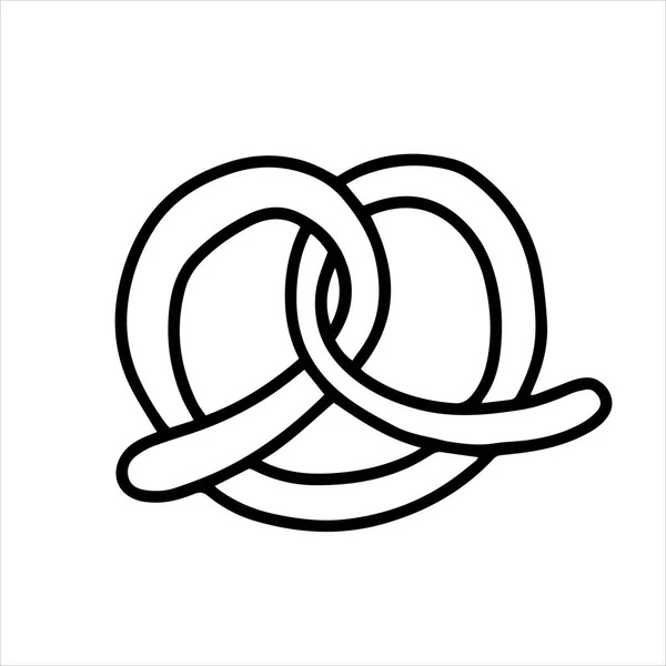 落書きスタイルのプレッツェルで描画するベクトル プレッツェルのシンプルなライン図 ベーキング 黒と白のイラスト — ストックベクタ