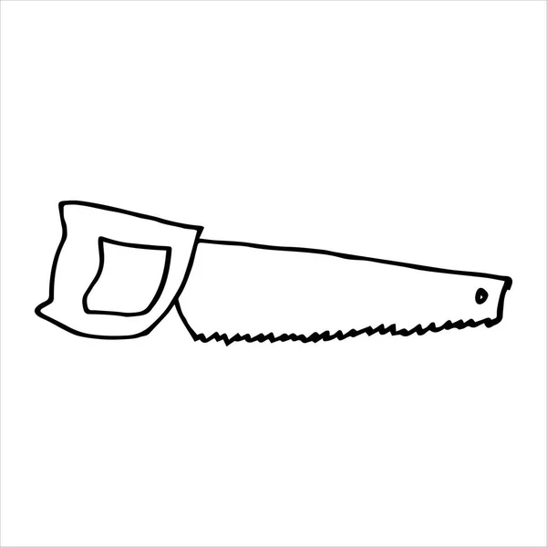 Illustration Vectorielle Dans Style Doodle Scie Outils Construction Travailler Avec — Image vectorielle