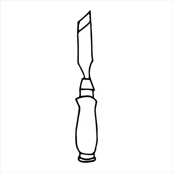 Disegno Vettoriale Stile Doodle Morso Scalpello Strumento Costruzione Lavoro Manuale — Vettoriale Stock